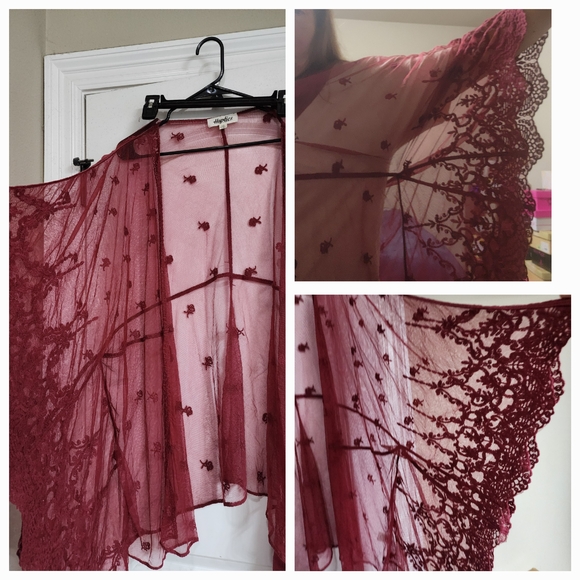 Haptics Other - Haptics Elegant Burgundy Lace Kimono